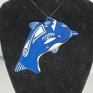 Free shipping-Ceramic Dolphin Whistle Pendant